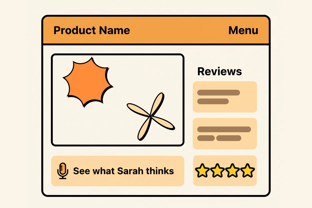 A product page mock-up