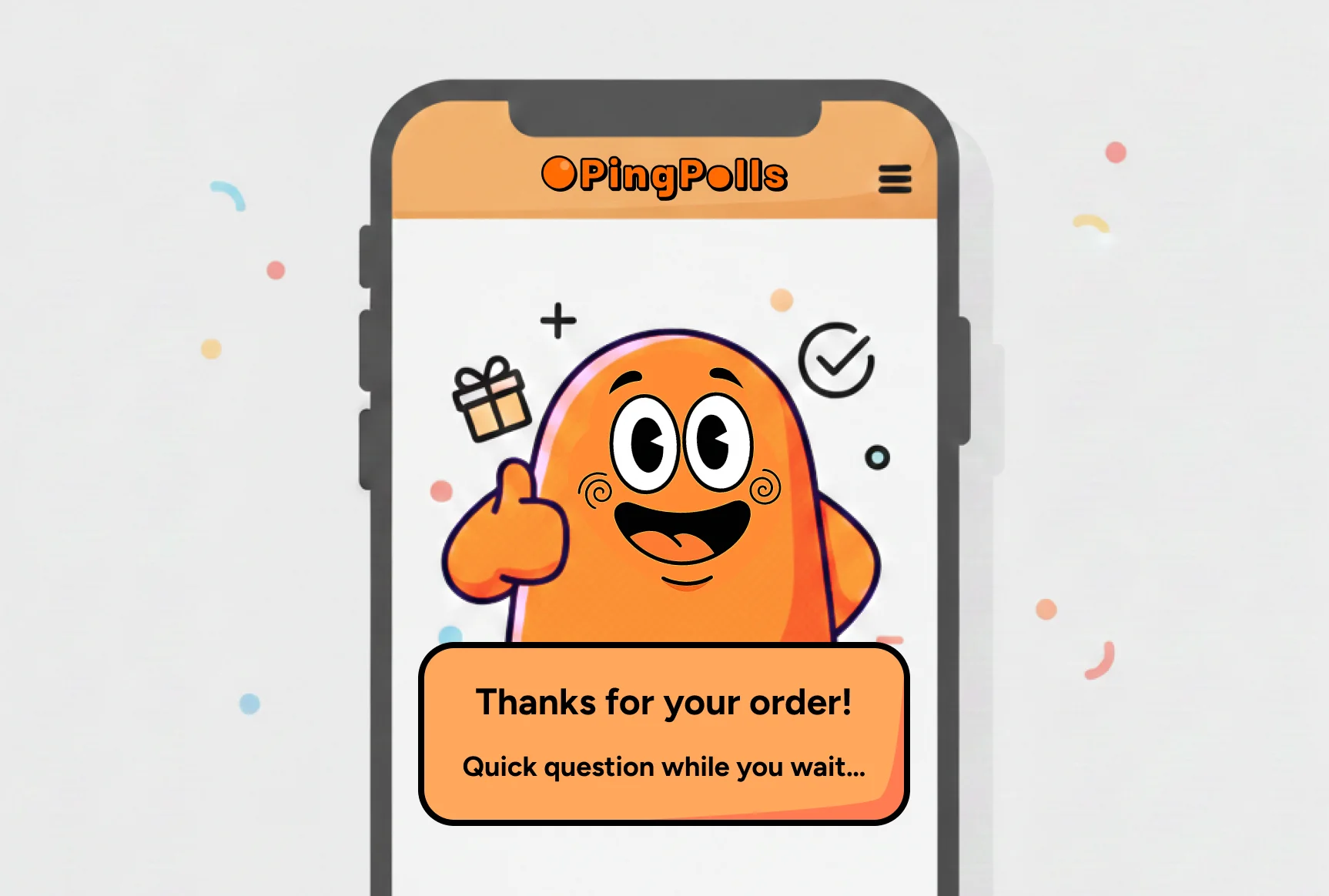 A 'Thank You' confirmation page on a mobile screen. Instead of a boring text block