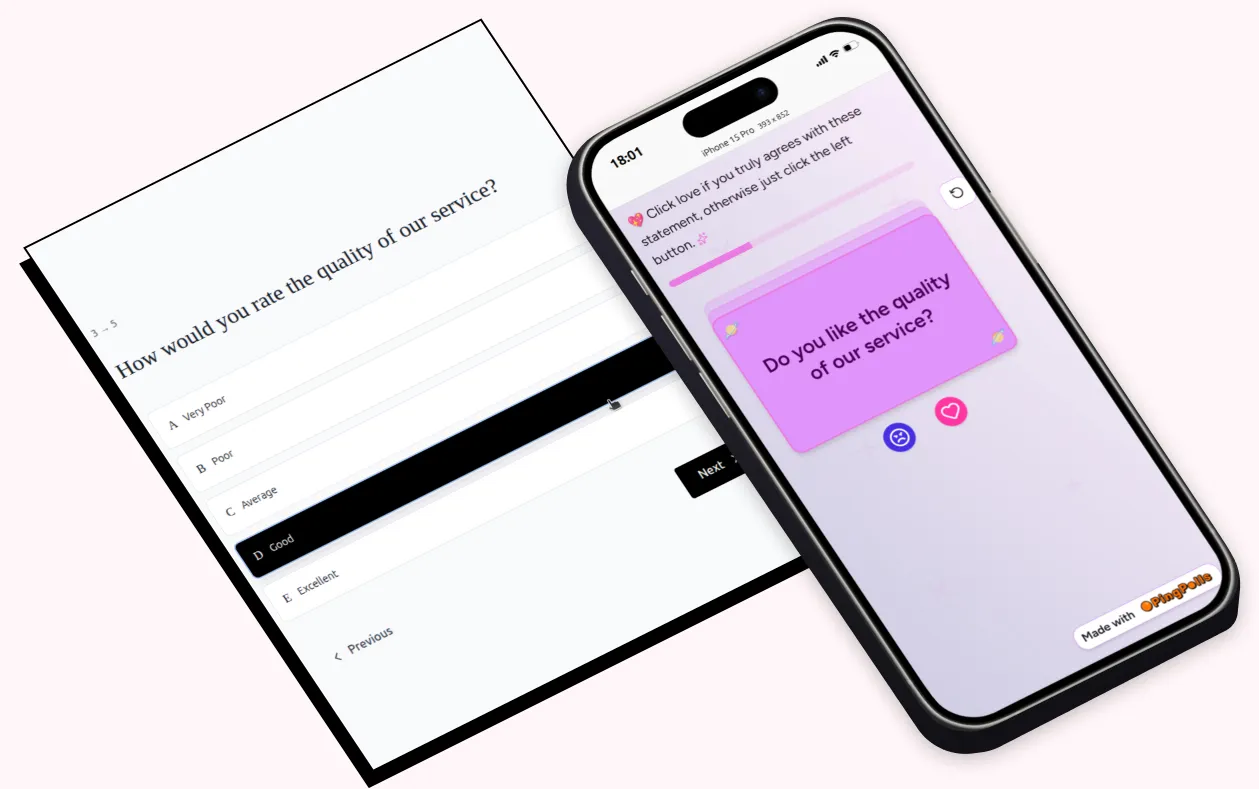 Common conversational forms vs PingPolls' conversational forms